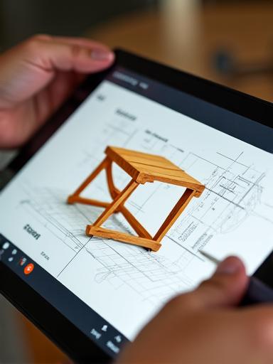 Architect sketching a custom wooden chair design